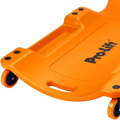 Pro-Lift Mechanic Plastic Creeper 40 Inch - Blow Molded Ergonomic HDPE Body with Padded Headrest & Dual Tool Trays - 350 Lbs Capacity Orange in Kuwait