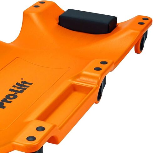 Pro-Lift Mechanic Plastic Creeper 40 Inch - Blow Molded Ergonomic HDPE Body with Padded Headrest & Dual Tool Trays - 350 Lbs Capacity Orange in Kuwait