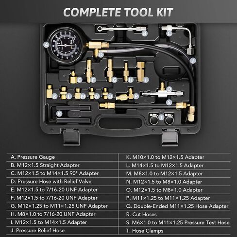 OMT Fuel Pressure Gauge, Fuel Pressure Test Kit Fuel Injection Tester with 0-140psi Fuel Gauge Tester Hoses Adapters, Gasoline Pressure Tester Fuel Injector Tester Snap On Car Truck Motorcycle ATV UTV in Saudi Arabia