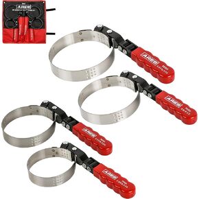 ARES 56065-4-Piece Swivel Oil Filter Wrench Set with Storage Pouch - Wrenches Cover 2 3/4-Inch to 5 1/4-Inch (70mm to 133mm) Diameter Filters - 180-Degree Swivel - Automatically Tightens on Filter in Kuwait