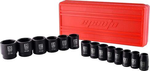 EPAuto 1/2-Inch Drive Metric Deep Impact Socket Set, Cr-V, 6 Points, 11 Sockets in Saudi Arabia