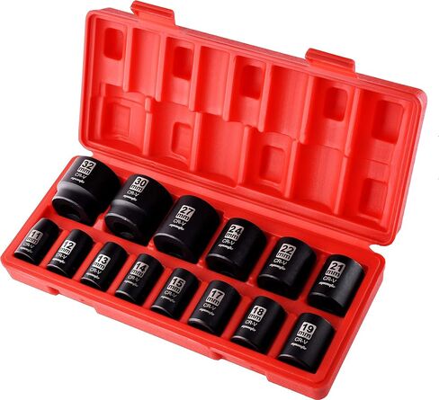 EPAuto 1/2-Inch Drive Metric Deep Impact Socket Set, Cr-V, 6 Points, 11 Sockets in Saudi Arabia