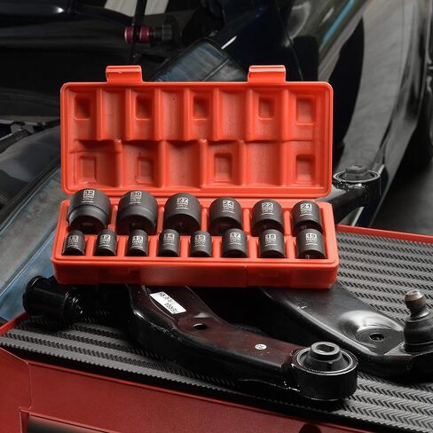 EPAuto 1/2-Inch Drive Metric Deep Impact Socket Set, Cr-V, 6 Points, 11 Sockets in Saudi Arabia