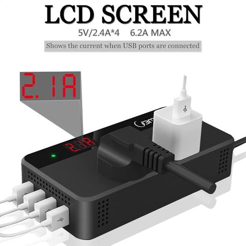 BMK 200W Car Power Inverter DC 12V to 110V AC Car Inverter 4 USB Ports Charger Adapter Car Plug Converter with Switch and Current LCD Screen in Saudi Arabia