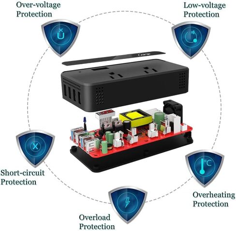 BMK 200W Car Power Inverter DC 12V to 110V AC Car Inverter 4 USB Ports Charger Adapter Car Plug Converter with Switch and Current LCD Screen in Saudi Arabia