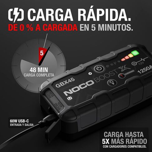 NOCO Boost X GBX45 1250A 12V بطارية ليثيوم محمولة فائقة الأمان، حزمة معززة لبطارية السيارة، شاحن باور بانك USB-C، وكابلات توصيل لما يصل إلى 6.5 لتر من الغاز ومحركات ديزل 4.0 لتر in Saudi Arabia