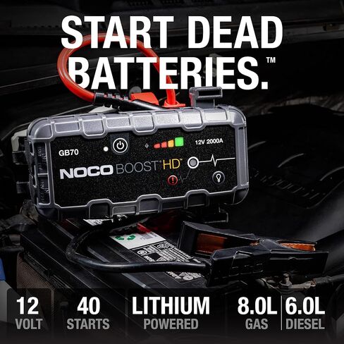 NOCO Boost HD GB70 2000 Amp 12-Volt UltraSafe Lithium Jump Starter Box, Car Battery Booster Pack, Portable Power Bank Charger, and Jumper Cables for up to 8-Liter Gasoline and 6-Liter Diesel Engines in Saudi Arabia