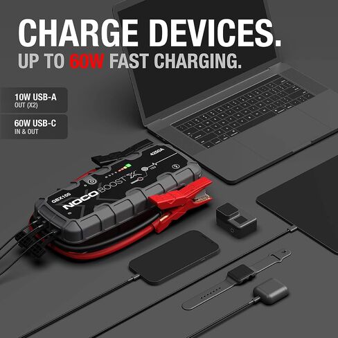 NOCO Boost X GBX155 4250A 12V UltraSafe Portable Lithium Jump Starter, Car Battery Booster Pack, USB-C Powerbank Charger, and Jumper Cables for up to 10.0-Liter Gas and 8.0-Liter Diesel Engines in Saudi Arabia
