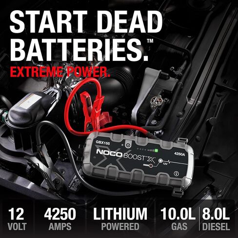 NOCO Boost X GBX155 4250A 12V UltraSafe Portable Lithium Jump Starter, Car Battery Booster Pack, USB-C Powerbank Charger, and Jumper Cables for up to 10.0-Liter Gas and 8.0-Liter Diesel Engines in Saudi Arabia