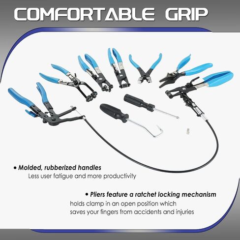 ATPEAM 9pcs Hose Clamp Pliers, Long Reach Wire Spring Hose Clamp Pliers Remover for Automotive Coolant Radiator Heater and Water Hose with Band Flat or Large Clamps in Saudi Arabia