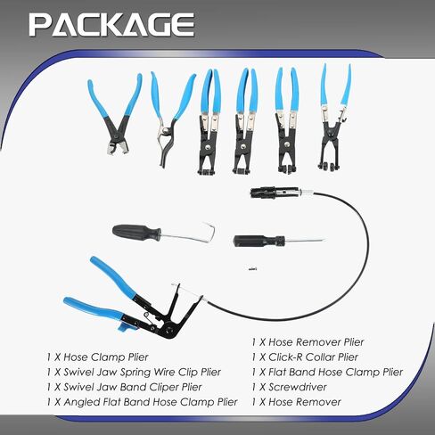 ATPEAM 9pcs Hose Clamp Pliers, Long Reach Wire Spring Hose Clamp Pliers Remover for Automotive Coolant Radiator Heater and Water Hose with Band Flat or Large Clamps in Saudi Arabia