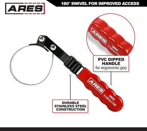 ARES 56065-4-Piece Swivel Oil Filter Wrench Set with Storage Pouch - Wrenches Cover 2 3/4-Inch to 5 1/4-Inch (70mm to 133mm) Diameter Filters - 180-Degree Swivel - Automatically Tightens on Filter in Saudi Arabia