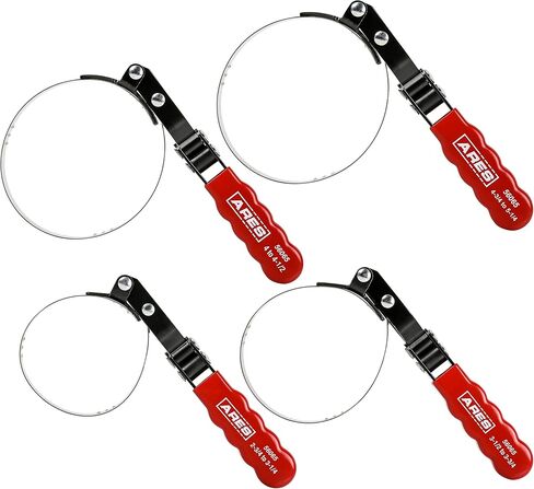 ARES 56065-4-Piece Swivel Oil Filter Wrench Set with Storage Pouch - Wrenches Cover 2 3/4-Inch to 5 1/4-Inch (70mm to 133mm) Diameter Filters - 180-Degree Swivel - Automatically Tightens on Filter in Saudi Arabia