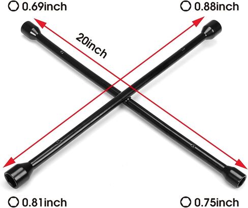 Torin TRX31101-20F Professional 20" Universal Heavy Duty 4-Way Cross Lug Wrench, Black in Kuwait