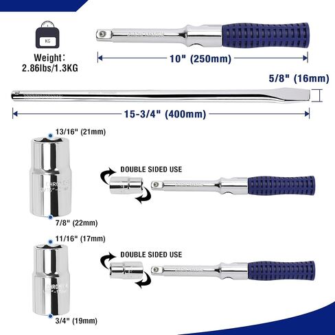 مجموعة مفاتيح ربط عالمية مقاس 15 بوصة من WORKPRO، مفتاح ربط متقاطع بأربعة اتجاهات، مفتاح ربط عجلة عالي التحمل مقاس 1/2 بوصة، مزيل صواميل الإطارات فائق القوة مع تشغيل موفر للعمالة، مثالي لإصلاح إطارات السيارة in Kuwait