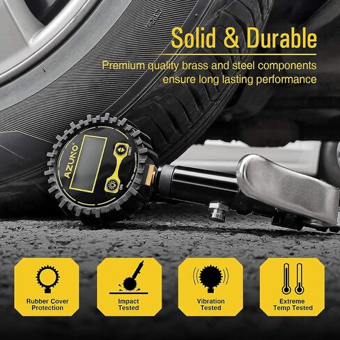 AZUNO Digital Tire Inflator with Pressure Gauge, 200 PSI, Heavy Duty Air Compressor Accessories, w/Rubber Hose Lock on Air Chuck and Quick Connect Coupler in Saudi Arabia