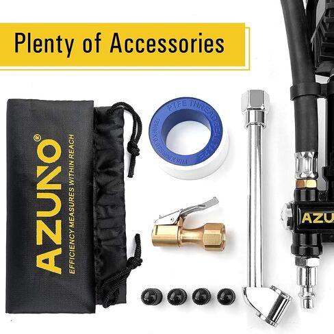AZUNO Digital Tire Inflator with Pressure Gauge, 200 PSI, Heavy Duty Air Compressor Accessories, w/Rubber Hose Lock on Air Chuck and Quick Connect Coupler in Saudi Arabia