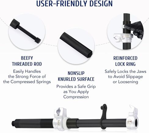 OMT Strut Spring Compressor, 11" Universal Coil Spring Compressor, 2 Heavy Duty Rods with Safety Bracket Spring Compressor Tool Automotive for Car Truck ATV UTV, 2200 lb Capacity, Black in Saudi Arabia