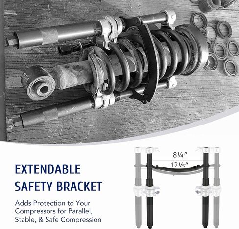 OMT Strut Spring Compressor, 11" Universal Coil Spring Compressor, 2 Heavy Duty Rods with Safety Bracket Spring Compressor Tool Automotive for Car Truck ATV UTV, 2200 lb Capacity, Black in Saudi Arabia
