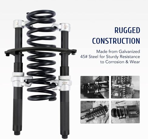 OMT Strut Spring Compressor, 11" Universal Coil Spring Compressor, 2 Heavy Duty Rods with Safety Bracket Spring Compressor Tool Automotive for Car Truck ATV UTV, 2200 lb Capacity, Black in Saudi Arabia