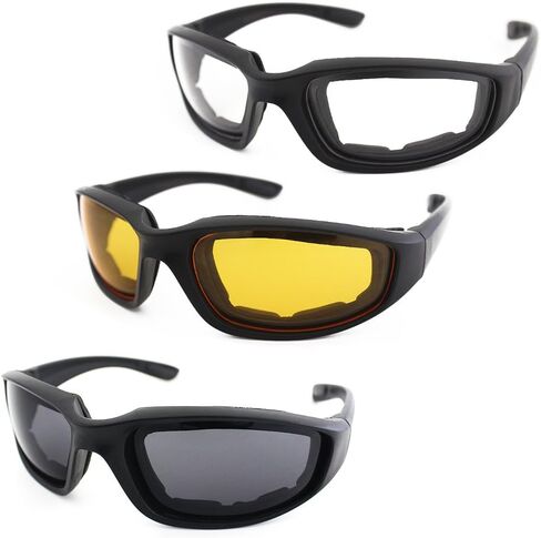 3 Pair Motorcycle Riding Glasses Padding Goggles UV Protection Dustproof Windproof Motorcycle Sunglasses for Outdoor Actives in Kuwait