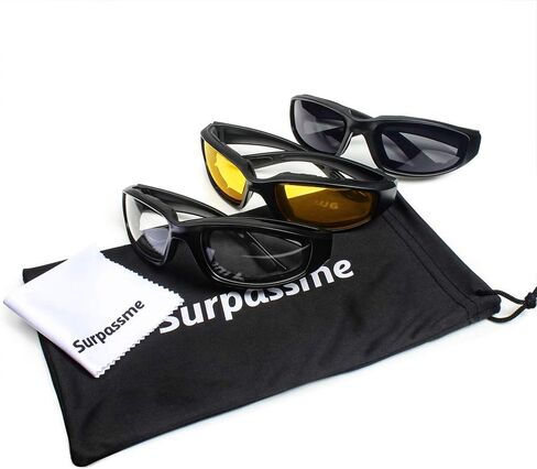 3 Pair Motorcycle Riding Glasses Padding Goggles UV Protection Dustproof Windproof Motorcycle Sunglasses for Outdoor Actives in Kuwait