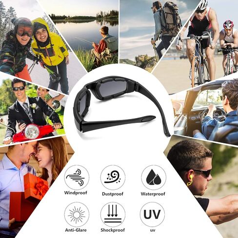 3 Pair Motorcycle Riding Glasses Padding Goggles UV Protection Dustproof Windproof Motorcycle Sunglasses for Outdoor Actives in Kuwait