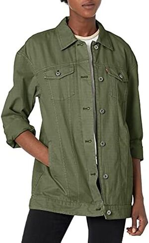 Levi's Women's Oversized Long Cotton Trucker Jacket (Standard and Plus Sizes) in Saudi Arabia