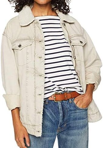Levi's Women's Washed Cotton Sherpa Trucker Jacket (Standard & Plus Sizes) in Saudi Arabia