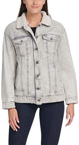 Levi's Women's Washed Cotton Sherpa Trucker Jacket (Standard & Plus Sizes) in Saudi Arabia