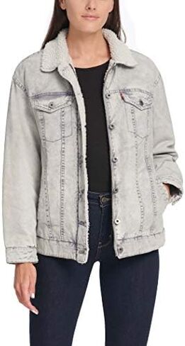 Levi's Women's Washed Cotton Sherpa Trucker Jacket (Standard & Plus Sizes) in Saudi Arabia