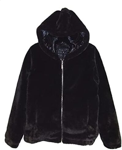 JOUJOU Women's Hooded Faux Fur Jacket, Stylish & Trendy Coat in Kuwait