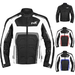 HWK Spyder Motorcycle Jacket for Men with Weather Resistant Cordura Textile Fabric for Enduro Motocross Motorbike Riding and Impact Protection Armor, Dual Sport Motorcycle Riding Jacket (Black, S) in Kuwait