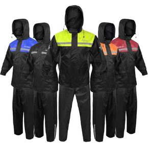ALPHA CYCLE GEAR Rain Suit for Men & Women Jackets Pant Gear Reflective Rainsuit Waterproof (BLACK, SMALL)