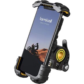 حامل هاتف للدراجة من Lamicall - تشغيل بيد واحدة، قابل للقفل | مشبك مقود يدور 360 درجة لـ 4.7-6.8 بوصة iPhone 17 Pro Max Air، حماية مطاطية، حامل سكوتر الدراجة الإلكترونية على الطرق الجبلية in Saudi Arabia