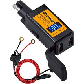 شاحن USB للدراجة النارية، محول مروينغ 6.8A SAE الى USB مزدوج المنفذ QC3.0/2.0 شحن سريع، مع فولتميتر/مقياس التيار الكهربائي ومفتاح تشغيل/ايقاف وصمام 10 امبير، مثالي لشحن هاتفك او جهازك الذكي in Kuwait