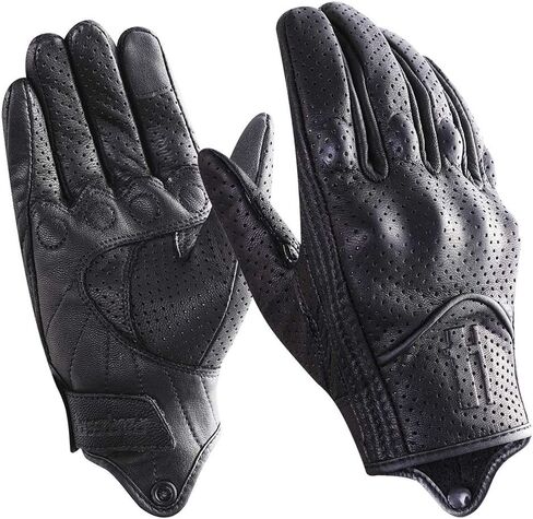 Harssidanzar Leather Motorcycle Gloves for Men Touchscreen Hard Knuckles GM028 in Saudi Arabia