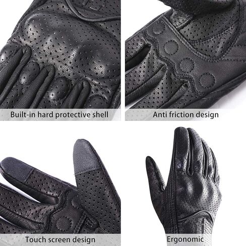 Harssidanzar Leather Motorcycle Gloves for Men Touchscreen Hard Knuckles GM028 in Saudi Arabia