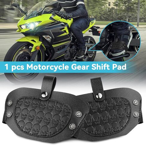 YHTIMIOX Motorcycle Boot Shift Protector 1Pcs 3D Skull Leather Shifter An-tiskid Riding Shoe Protective Pad Suitable for All Kinds of Boots Shoes in Saudi Arabia