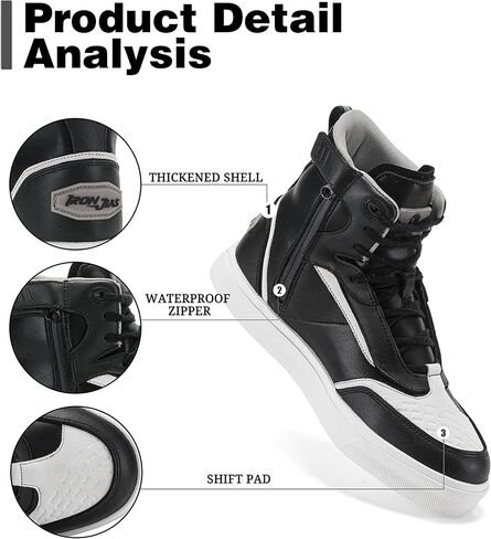 أحذية IRON JIA'S للدراجات النارية، أحذية رجالية كاجوال لركوب الدراجات النارية مقاومة للماء ومضادة للانزلاق ومسامية ودعم الكاحل معدات حماية رياضية قوية باللون الأسود in Kuwait