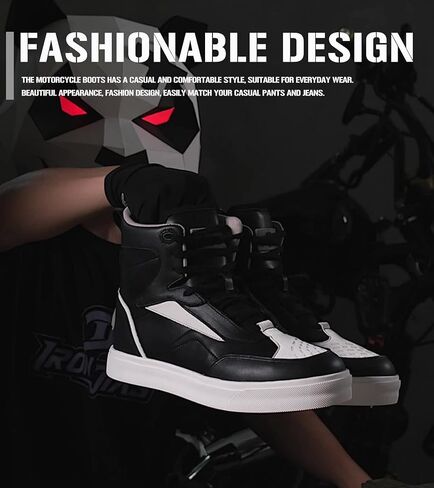 أحذية IRON JIA'S للدراجات النارية، أحذية رجالية كاجوال لركوب الدراجات النارية مقاومة للماء ومضادة للانزلاق ومسامية ودعم الكاحل معدات حماية رياضية قوية باللون الأسود in Kuwait