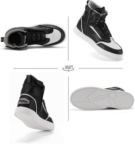 أحذية IRON JIA'S للدراجات النارية، أحذية رجالية كاجوال لركوب الدراجات النارية مقاومة للماء ومضادة للانزلاق ومسامية ودعم الكاحل معدات حماية رياضية قوية باللون الأسود in Kuwait