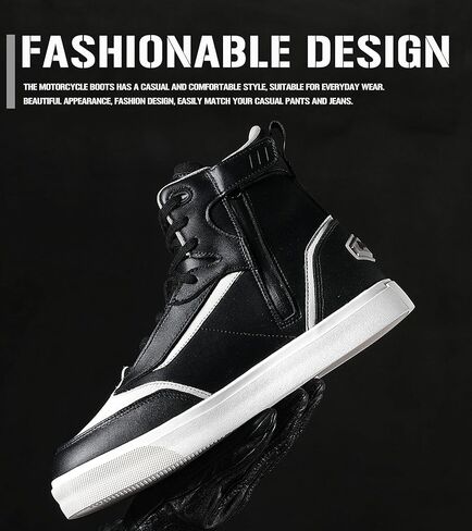 أحذية IRON JIA'S للدراجات النارية، أحذية رجالية كاجوال لركوب الدراجات النارية مقاومة للماء ومضادة للانزلاق ومسامية ودعم الكاحل معدات حماية رياضية قوية باللون الأسود in Kuwait