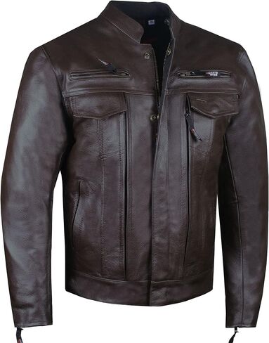 Men's Commuter Premium Natural Buffalo Leather Motorcycle Jacket CE Armor Conceal Carry Gun Pockets Cruiser Biker Black S in Saudi Arabia