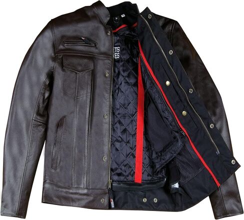 Men's Commuter Premium Natural Buffalo Leather Motorcycle Jacket CE Armor Conceal Carry Gun Pockets Cruiser Biker Black S in Saudi Arabia