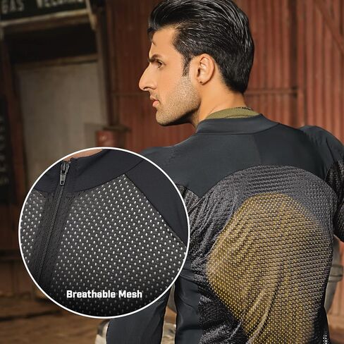 WICKED STOCK Motorcycle Armor Shirt for Men Womens-Motorcycle Body Armor-CE Protective Padded Riding Shirt (Black, Large) in Kuwait