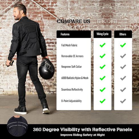 سترة Nomad للدراجات النارية للرجال Ironside Summer Mesh قابلة للتنفس ومدرعة للحماية من الصدمات Cruiser Sportsbike Enduro. in Kuwait