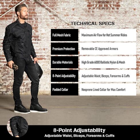 سترة Nomad للدراجات النارية للرجال Ironside Summer Mesh قابلة للتنفس ومدرعة للحماية من الصدمات Cruiser Sportsbike Enduro. in Kuwait