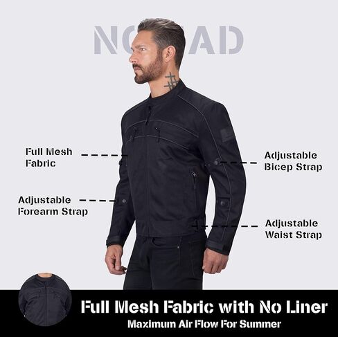 سترة Nomad للدراجات النارية للرجال Ironside Summer Mesh قابلة للتنفس ومدرعة للحماية من الصدمات Cruiser Sportsbike Enduro. in Kuwait