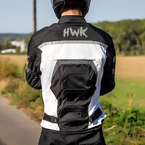 HWK Spyder Motorcycle Jacket for Men with Weather Resistant Cordura Textile Fabric for Enduro Motocross Motorbike Riding and Impact Protection Armor, Dual Sport Motorcycle Riding Jacket (Black, S) in Kuwait